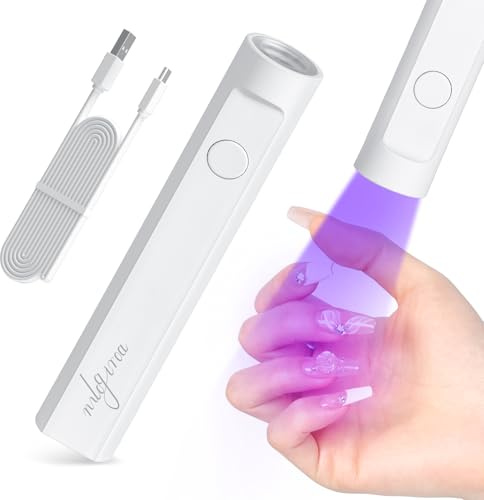 mlogiroa Mini lámpara UV para uñas de gel, luz UV de mano para uñas, lámpara LED portátil de 3 W, secador de uñas para curar, esmalte de gel, pegamento de uñas, gel, linterna de luz USB para manicura