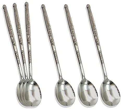 Balwoo [6 Stück] [Made in Korea] Suppenlöffel im koreanischen Stil, 21,6 cm, Premium 430 (18/0) Edelstahl, Dessertlöffel, Speiselöffel, Reislöffel, Eisportionierer (Kranich)