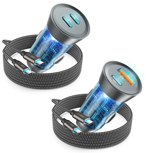 2-Pack 90W USB C Super Fast Car Charger, Dual-Port [PD/PPS 45W & QC 45W] Car Cigarette Lighter USB Charger Adaper for Samsung Galaxy S25 Ultra/S25+/S24 Ultra/S23+/S22,Note 20/10+,Tab S9/S8, iPhone 15…