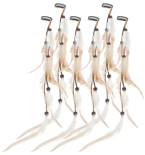 POPETPOP Ethnischer Feder-Kopfschmuck 6 Stück Haarspangen Verlängerungen Für Damen Boho Haarclip Indianische Haarschmuck Für Kostüm Halloween Festival Party