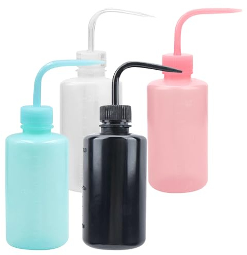 Yuqilin 4 Pezzi Spruzzino Acqua, 250 ML Spruzzetta Laboratorio | Bocca Curva Spremere Bottiglia di Lavaggio Traslucido da Spremere Tatuaggio Spruzzetta