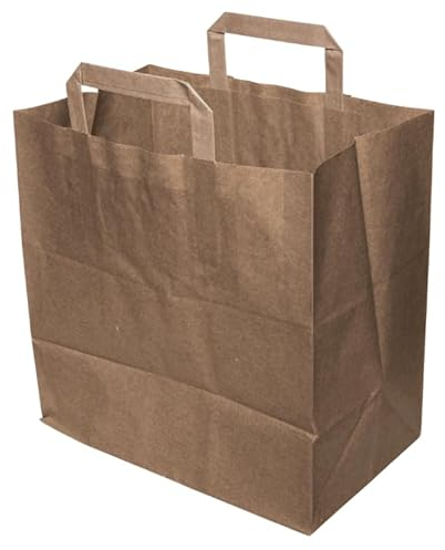 Papiertragetaschen 250 Stück - Braune Papiertragetaschen - 26+17x25 cm - Mahlzeit Taschen - Braun - Papiertüten - Geschenktüten - Papiertragetasche - Krafttaschen, -braun-, M, Classic