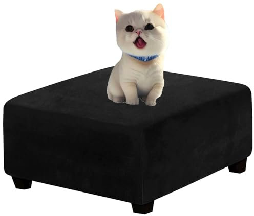 Quadratisch Schonbezug Hockerbezug, 40x40/50x50/60x60 Hocker Husse für Fußhocker Stretch Bezug Ottomane Abdeckung Überzug Hocker Protector Waschbar Hockerabdeckung (Color : #3, Size : 55x55cm/21.7x2
