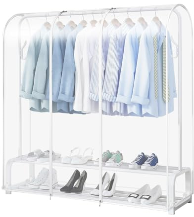 GALOZZOIT Kleiderständer Abdeckung, Kleidersack mit Reißverschluss kleiderschutzhülle 71Zoll/180cm Lang, Transparente Textil Kleiderschrank Staubschutzhülle für Kleiderstange