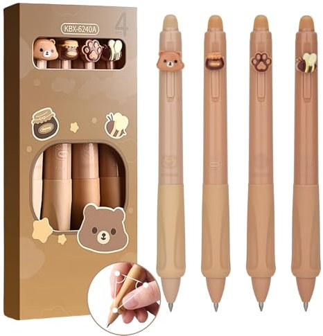 DealKits Radierbarer Kugelschreiber Tintenroller, 4 Stück Kuli Radierbar, Radierbare Stifte Set, löschbaren Gelstiften - Blau, Spitze 0,5 mm, für Schulsachen Bürobedarf Studenten