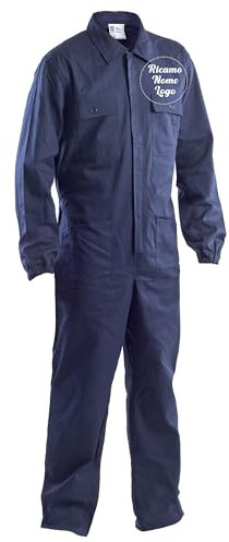 Ristohouse Tuta da Lavoro Intera in Cotone, Blu Navy, 260 gr/m², con Elastici ai Polsi, Tasche Multiple (Blu, L)