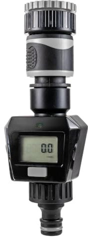 Water Flow Meter Garden Watering Measure Tap Connector Quick Connect 3/4 Grey Digital Display Accurate Usage Reader