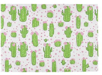 Green Cacti Peach Flowers Doodle Plastic placemats for Dining Table Reversible placemats placemats Washable underplate mat Round placemats Set of 6 Natural 12x18