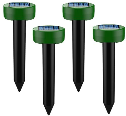 4X Repellente Solare per Talpe, Solare Repellente Zanzare, Repellente Ultrasuoni per topi, Impermeabile Scaccia Talpe Solare, Repellente ad energia Solare per Anti-Arvicola,Gopher,Serpent -Circular