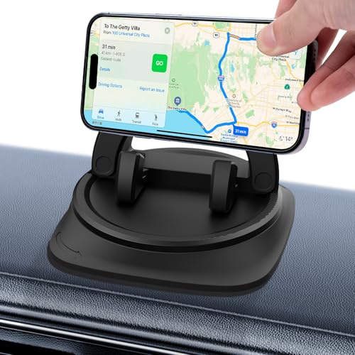 Handyhalterung Armaturenbrett Auto, Rutschfester Handy Halterung Auto mit Klebesockel, 360° Drehbar, Universal KFZ Handyhalter Auto für iPhone, Android Smartphones, GPS Geräte und Mehr, Schwarz