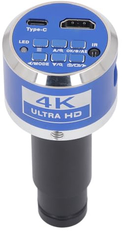 Cámara de Microscopio Digital 4K HD con Interfaz Multimedia Tipo C y Adaptador de Lente C Mount 0.5X para Uso Industrial Compatible con Trinoculares y Dispositivos con Salida TV
