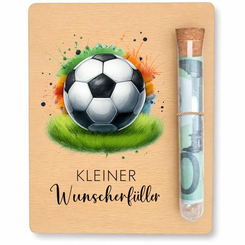 Fussball Geschenke Jungen,Fußball Geschenke Für Jungs,Geldgeschenk Kinder,Geldgeschenk Für Fußballfans,Kreative Sparbüchse Mit Holzdesign,Inklusive Reagenzglas Und Hanfseil,Weihnachten Und Jugendweihe