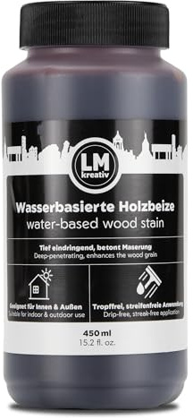 LM-Kreativ Holzbeize 450 ml - Kirschbaum Antik – Wasserbasierte Lasur für Holz innen, intensive Tönung für Möbel und Bastelholz, dekorative Holzlasur innen, Wood Stain
