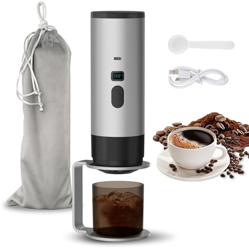 XJJAUGKLY Tragbare Kaffeemaschine 3 in 1, mit USB & für Kapsel & Pulver | Mini Akku-Kaffeemaschine, Espressomaschine, Heizung auf 90°C in 3 Min, Schnell & Einfach für Reisen, Camping Und Familien
