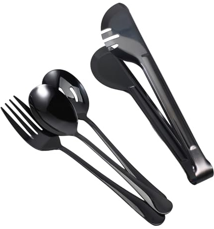 POPETPOP Ustensiles de Service Inox Ergonomique pour Buffet et Repas Fourchette et Cuillère Résistantes pour Restaurants et Fêtes
