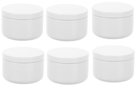 Parliky 6 Piezas Tarros Velas de Aluminio Blancos con Tapa Frascos Boticario Reutilizables para Aceites Esenciales Recipientes Herméticos para Aromaterapia y DIY Manualidades