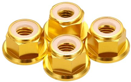 QUARKZMAN 4 Stk M8 Steigung 1.25mm Aluminiumlegierung Kontermutter Bundmutter Mit Nylon Sicherung Verzahnt Für RC Drohne Quadrocopter Motor Prop Adapter FPV Teile Goldton