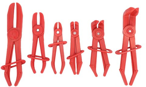 Denash Ensemble de 6 Pinces de Serrage pour Colliers de Serrage, Colliers de Serrage en Plastique et Nylon avec Poignée Ergonomique pour Réparation Automobile, Liquide de (rouge)