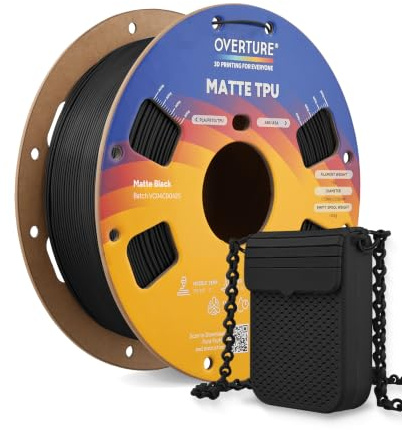 OVERTURE Matte TPU 95A Filament 1,75 mm Matt Schwarz | High Speed | Matte Oberfläche TPU • Abriebfest & flexibel • Leicht zu drucken Soft • Shore 95A • Bis 250 mm/s • FDM-3D-Drucker