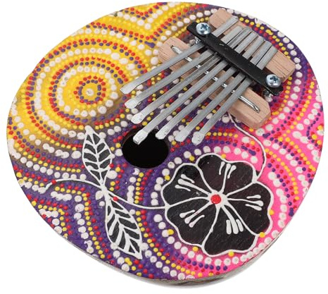 Ciieeo Kalimba Daumenklavier für Anfänger und Musikliebhaber aus Kokosnussschale und Metall Polierter Korpus Rundes Design Kleines Musikinstrument Zufälliger Stil
