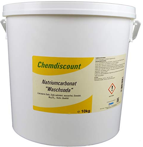 Chemdiscount 10kg Soda (Waschsoda Natriumcarbonat Na2CO3 calcinierte Soda) Granulat im Eimer