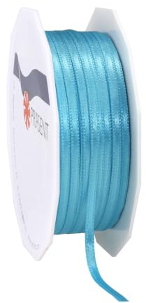 PRÄSENT C.E. Pattberg Satin aquamarin, 50 m Satinband zum Einpacken von Geschenken, 3 mm Breite, Geschenkband zum Dekorieren & Basteln, Dekoband, Anlass