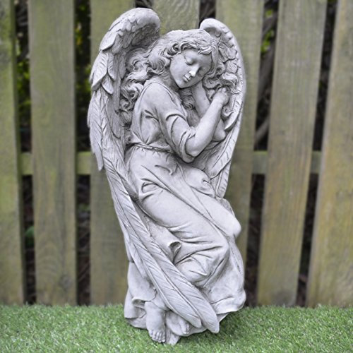 GUARDIAN ANGEL - HAND CAST STONE GARDEN ORNAMENT/WALL PLAQUE/STATUE