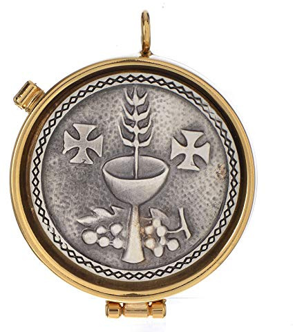 Holyart Hostiendosen und Versehpatenen: Hostiendose mit versilbertem Schild Kelch Durchmesser 53 mm