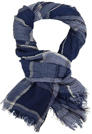 Ella Jonte Herrenschal blau grau braun 100% Viskose Herren Schal Herrentuch Tuch