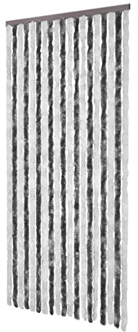 Festnight_ Flauschvorhang Vorhang Türvorhang Insektenschutz Vorh?nge 90 x 220 cm Verstellbar Breite und L?nge Grauwei?