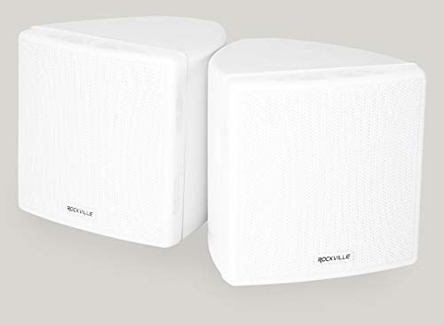 Rockville Pair Cube White 3.5 30W RMS Home Theater Wall Speakers, 8 Ohm, 360-Degree Swivel Brackets, 2-Way Audio, Compact Design, for Home Theater and Surround Sound