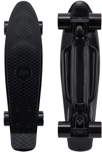 KMX Skateboard 22 tum, Klassisk Cruiser-skateboard för nybörjare och erfarna åkare, Minicruiser för pojkar, flickor, barn, studenter, vuxna och tonåringar – Liten Pennybräda (Svart)