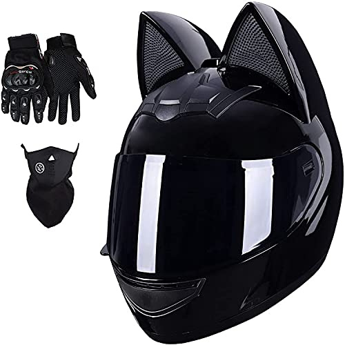 Casque De Moto D'oreille De Chat, Casque Intégral Cool Pour Hommes Et Femmes, Norme De Certification ECE, Convient À Toutes Les Saisons E,L