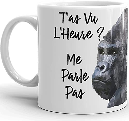 Kalféa Mug Humour gorille me parle pas reveil difficile tasse céramique amour drôle Qualité Idée Cadeau Originale Anniversaire Noël Fête femme homme famille ami collegue maman copine 325ml