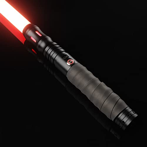 RGB Duell Lichtschwert mit APP, Smooth Swing, Aluminiumgriff für Geschenk | APP-Steuerung, Premium-Metallgriff, 16 Soundeffekte, FOC, Blaster, für Erwachsene, Sammler, Cosplay, Bewegungssteuerung