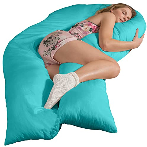 Traumreiter Seitenschläferkissen Jumbo XXL mit Bezug Baumwolle Türkis - Limited Color Edition