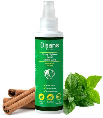 DISANE Spray Higiene Bucal para Perros Y Gatos | 150ml | Enjuague Bucal Perros contra Mal Aliento | Controla la Placa y Sarro | Limpieza Dental Eficaz contra el Mal Olor de Boca Perro
