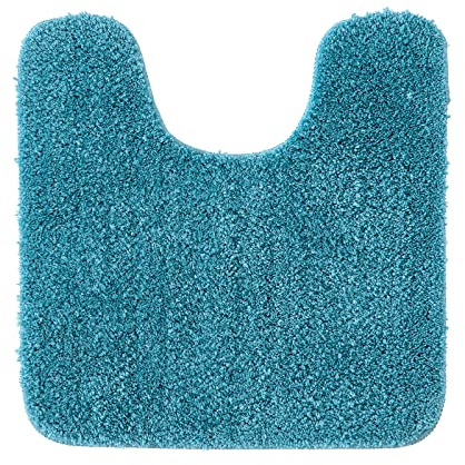 MIULEE Tappeto Bagno per WC a U 50x50cm Blu Lago - Tappetino Bagno Assorbente, Antiscivolo, Morbido Peluche | Tappeti per Bagno con Ritaglio per Toilette