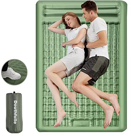 Douthfolle Esterilla Camping Inflable,Dothfolle Esterilla de Camping Doble Colchoneta Doble Inflable de Espesor 12cm para 2 Personas para Mochileros,Caminatas,Tiendas de Campaña,Viajes