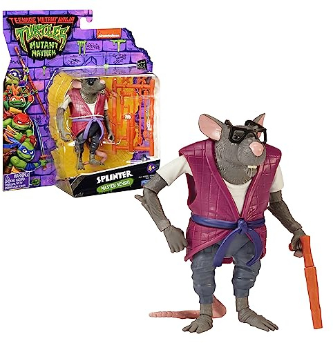 Giochi Preziosi - NINJA 2023 MUTANT CAOS – SPLINTER I VERSION FIGER KONTROLLERAD VERSION - STORLEK 12 CM - DETALJERAD OCH MED BEKÄMPNINGSVAPEN - FÖR BARN FRÅN 4 ÅR
