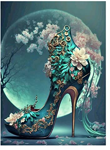 Stalente Diamond Painting Erwachsene Set Hoher Absatz, 5D Diamond painting, Rund Full Drill Diamond Painting for Home Wall Decoration Gift 30x40cm/12x16in