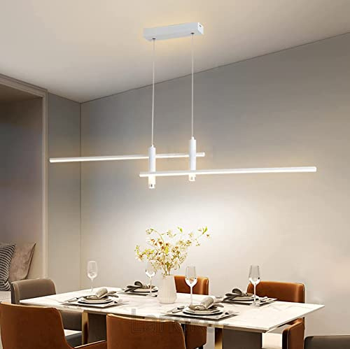 Lámpara de techo Modernas LED Lámpara Colgant para Comedor Salon Lamparas Regulable con Control remoto Luz Altamente Ajustable Colgantes Cocina Oficina Dormitorio Bar Corredor Decor (90CM, Blanco)