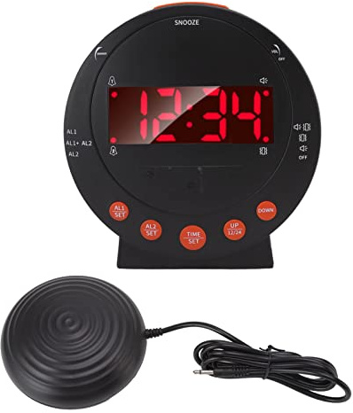 Extra Lauter Wecker, 113 Dezibel, Rotes Blinklicht, Super-Shaker, Aufwachen mit Vibration, Vibrierende Uhr für Alle Altersgruppen