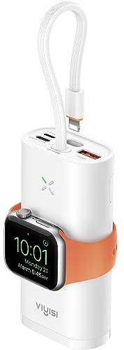 VIYISI Power Bank 10000mAh per iPhone e Apple Watch, caricatore portatile da con ricarica rapida 20W PDcompatibile con iPhone, Apple Watch di tutte le serie, altri telefoni, ecc - Bianco