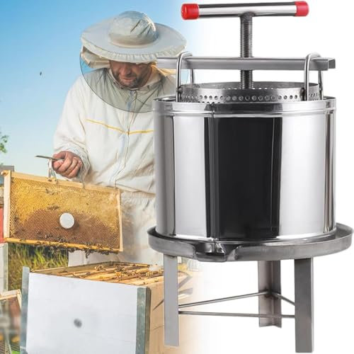 Rostfritt stål, manuell honungspressare, vaxpress, biodlingsverktyg med filter, honungspress i rostfritt stål