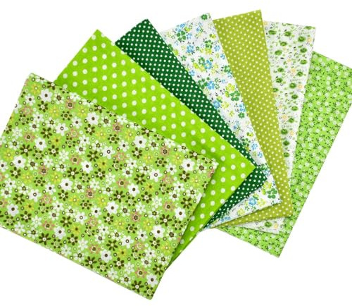 LPAMABA 7 Piezas 50x75cm Diseño de Retales Algodón Telas para Patchwork Retales de Tela Costura Tejido Patchwork para DIY Manualidades Decoración de Costura Artesanal (7PCS*verde)