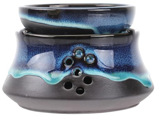 MUCKLILY Japanischer Keramik Teewärmer Blau mit Dekorativem Design Teewärmer für Zuhause Geeignet für Tasse und Kanne Stilvoller Wärmehalter