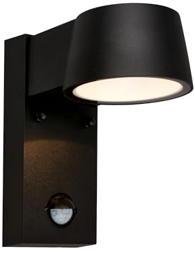 TELEFUNKEN - LED Wandleuchte Aussen mit Bewegungsmelder, Dämmerungssensor, Spritzwasserschutz, Aussenlampe, Wandlampe, LED Strahler, Außenbeleuchtung, Außenleuchte, 16,5x9,5x15,5 cm, Schwarz