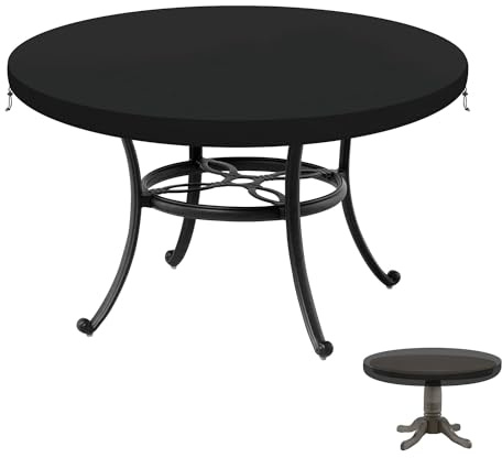 LAMUNI Gartentisch Abdeckung 112x10cm Abdeckplane Gartentisch Rund | Tischplattenhülle 420D Oxford Wasserdicht Tischplatte Schutzhülle für Gartentisch Gartenmöbel Haube Schutzhülle Abdeckhaube