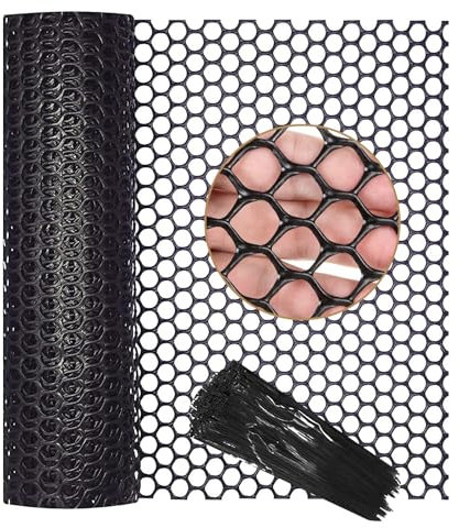 Plastic Wire Mesh Fencing Reusable Chicken Wire Fence Mesh Roll Poultry Breeding Netting Garden Balcony Protection Net Black 0.4 x 6M